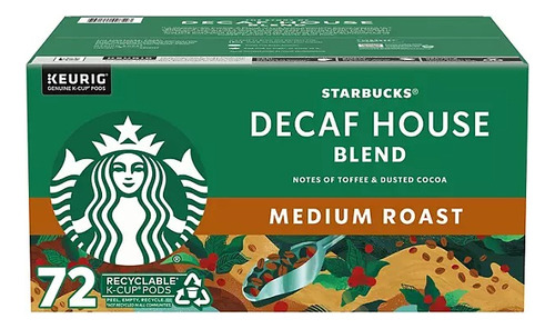 Keurig Starbucks Descafeinado Tostado Medio Mezcla Casera72u