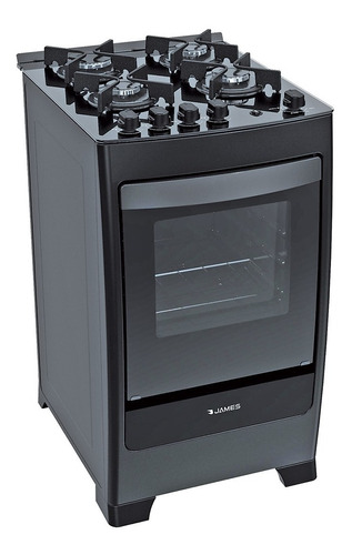 Cocina Gas James C700 Negra Mesada Vidrio Negro Elegancia 