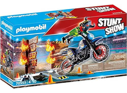 Playmobil Stunt Show Motocross Con Pared Ardiente