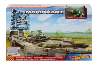 Pista Hot Wheels Mario Kart Thwomp Ruins Luigi