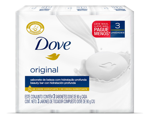 Dove Original Jabón En Barra Blanco 3x90g