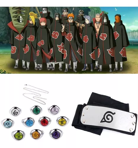 10 peças naruto akatsuki anéis de metal anime