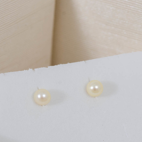 Brinco De Ouro 18k 750 Com Pérola Natural 6mm