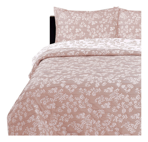 Cubrecama Jacquard Bordado 2 Plazas Rosado