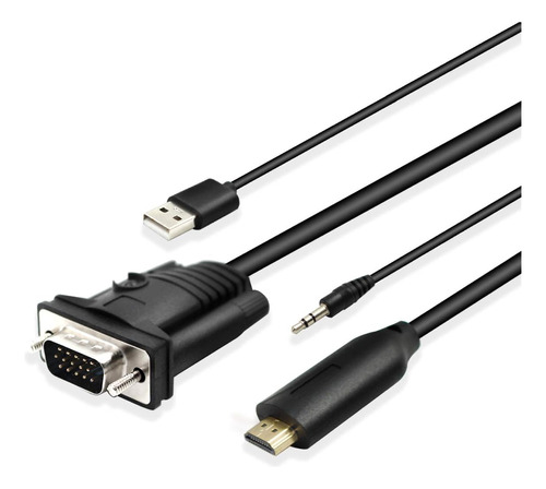 Adaptador Convertidor Wiistar Vga A Hdmi 1080p De 1.8 Metros