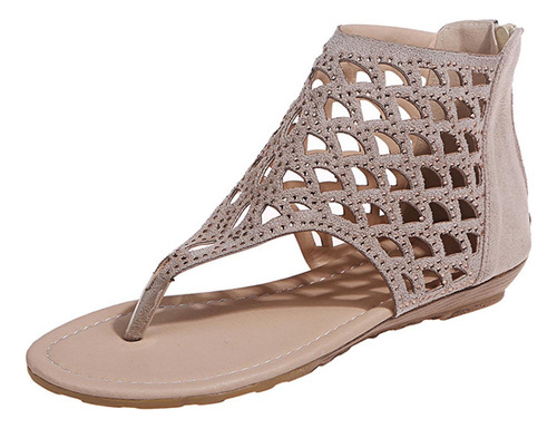 N Sandálias Femininas Sapatos Verão Strass Zíper Oco O 8963