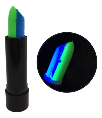 Labial Bicolor Fluo Glow Pinta Cara Maquillaj Brilla Luz Uv 