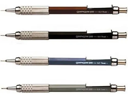 Kit 4 Lapiseiras Pentel Graphgear 500 0.3,0.5,0.7,0.9 Cor Pratead...