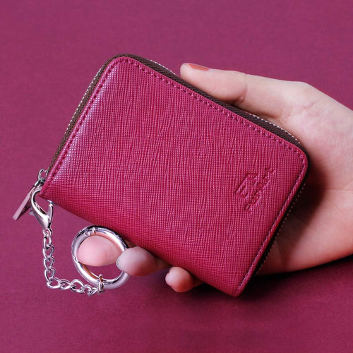Cartera Con Cremallera Furart Con Bloqueo Rfid, Borgoña