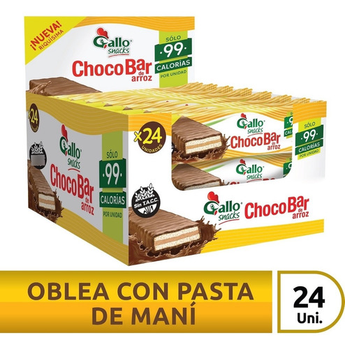 Obleas De Arroz Chocobar Gallo Snacks 24 Un X 20 Gr