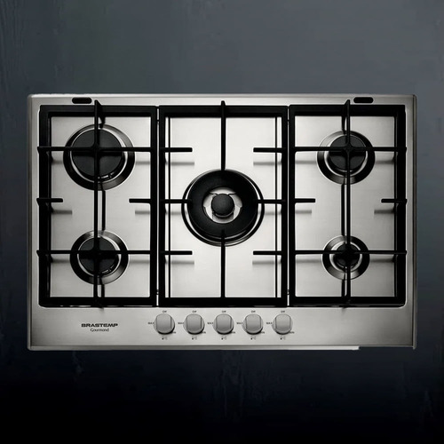 Cooktop 5 Bocas Brastemp Gourmand Inox Com Duplachama E Trem 220V