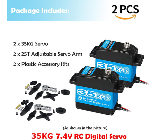 Paquete De 2 Rc Servo 35 Kg Servo De Dirección 7,4 V Motor D