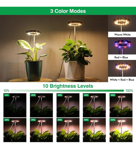 Luz De Crecimiento Ajustable De Espectro Completo Con Base