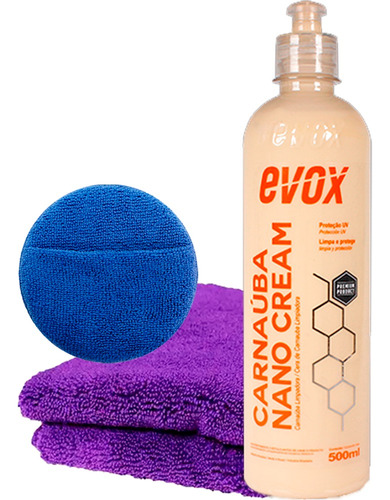 Cera De Carnauba Nano Cream 500ml Evox C/aplicador + Toalha