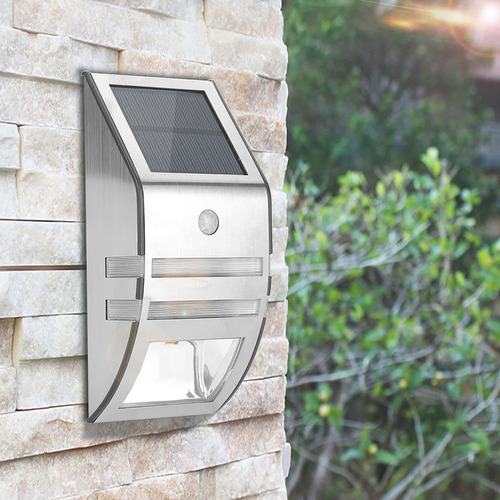 / Sensor Movimiento Pir Energía Solar 2 Led Luz Pared Camino