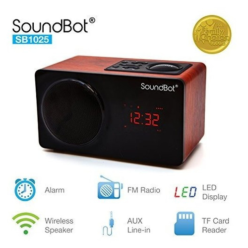 Soundbot Sb1025 Reloj Despertador Radio Fm Bluetooth Altavoz