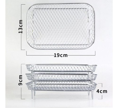 3 Rejillas De Acero Inoxidable Para Freidoras, Rectángulo