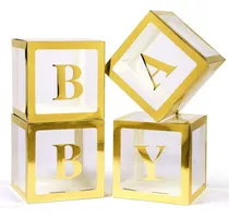 Comprar Cajas Para Bebé Con Letras Para Baby Shower, 4 Cajas Transpa