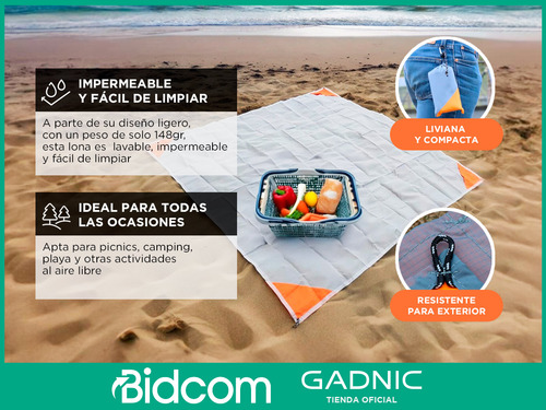 Lona Playera Lisa Impermeable 140x140 Cm Gadnic Plegable