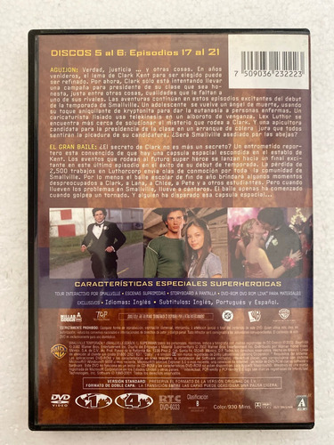 Dvd 6 Discos Smallville Temporada 1 Tom Welling 21 Episodios (Usado)