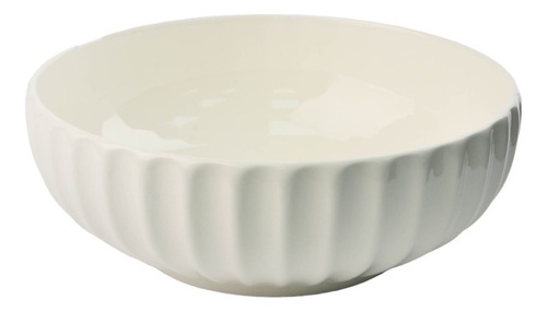 Bowl Cerámica Rayas Acanaladas 25x9cm Blanco Ensaladera