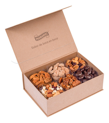 Regalo Gourmet Con 6 Mezclas De Nueces Finas Y Chocolates