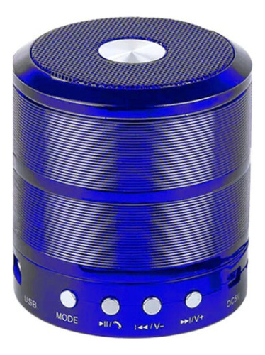 Mini Caixinha De Som Portatil  Bluetooth Mp3 Pen Drive Ws887 Cor Azul