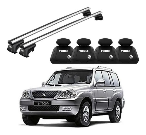 Rack Bagageiro Teto Thule Xt Prata Hyundai Terracan 01 À 07