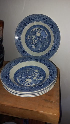 Plato, Willow, Woods Ware, Wood And Son, England Juego 6 
