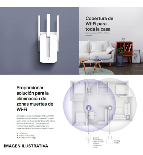 Mercusys Mw300re Repetidor de Wifi N300 Antenas Externas
