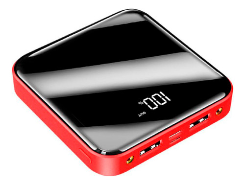 Power Bank Mini Pila Batería Recargable Kimhi De 20,000mah Color Rojo, Con Linterna Y Display Digital Doble Usb