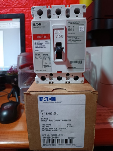 Breaker Eaton 3x100 Industrial Trifásico 100 Amp Ehd Nuevo