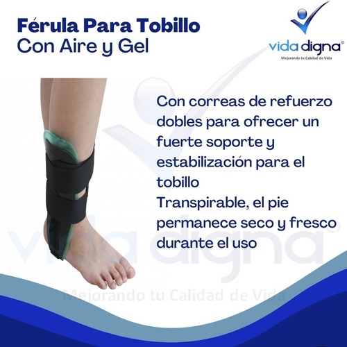 Tobillera Ferula Inmovilizador Para Tobillo Con Aire Y Gel Negro Universal