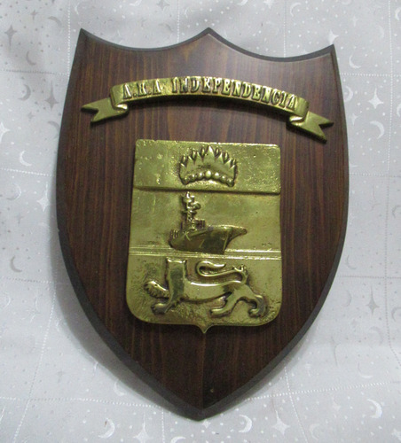 Escudo Placa Naval Bronce Ara Independencia Base Madera 33cm