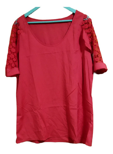 Blusa Roja Con Manga 3/4 Talla L.xl.nueva 