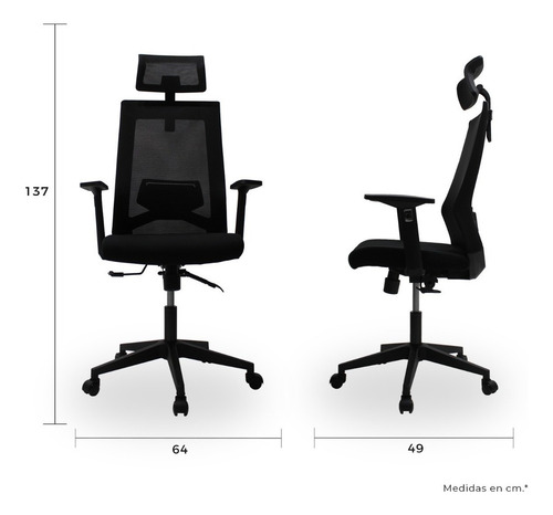 Silla Ejecutiva Mundo In Carrara 241a Malla Mesh Cabecera Color Negro