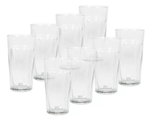8 Vasos Vidrio Grueso Modernos Finos Elegantes 532 Ml 18 Oz