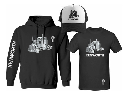 Kit Sudadera + Playera + Gorra Kenworth Truck T800 Silver