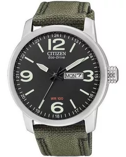 Reloj Citizen Eco Drive Analog Bm847011e Hombre Color de la malla Verde Color del bisel Acero Color del fondo Negro