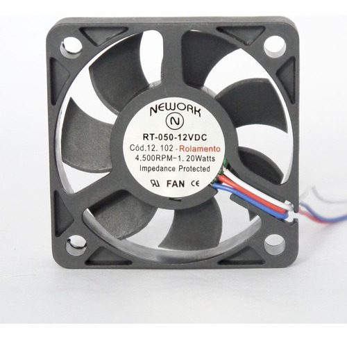 Miniventilador 50x50x10 12vdc Nework Código 12.102 Cor Da Estrutura Preto Cor Das Pás Preto 12v