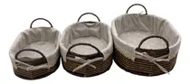 Comprar Set X3 Paneras De Fibras Naturales Con Tela
