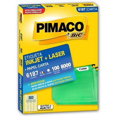 Etiqueta Ink-jet/laser Carta 12,7x44,4 6187 Pimaco