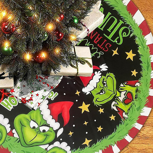 Falda De Árbol De Navidad Grinch Con Cuello De Árbol De Navi