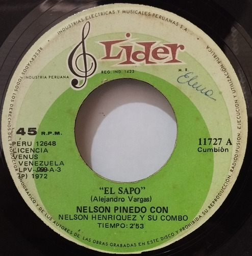 Nelson Pinedo Con Nelson Henriquez Y Su Combo El Sapo 1973 (Usado)