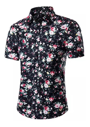 camisa botao floral masculina