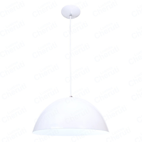 Lustre Sala Cozinha Branco Com Vidro De Acabamento