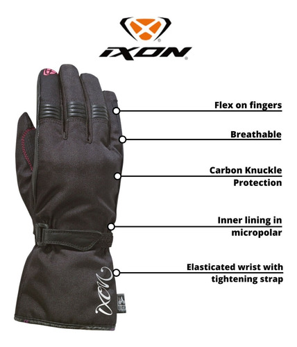 Guantes Moto Invierno Dama Ixon Pro Rush