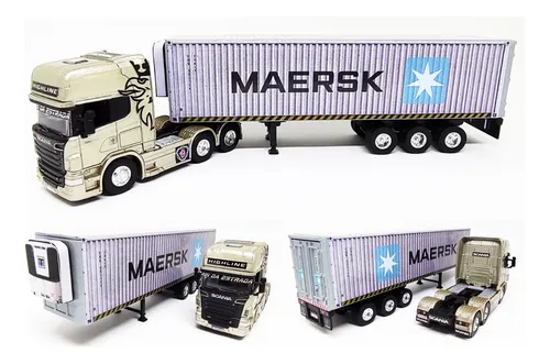 Miniatura Carreta Mercedes Benz Container Escala 1:50 Maersk