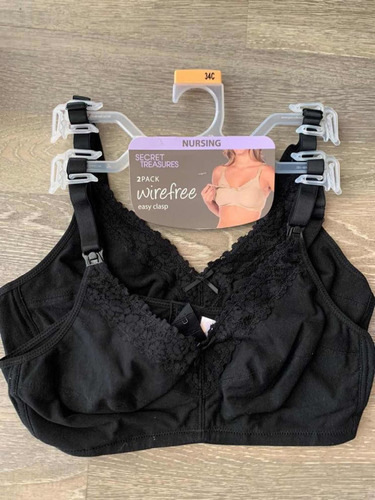 Set De 2 Brassier Sostén Materno Color Negro Talla 34c