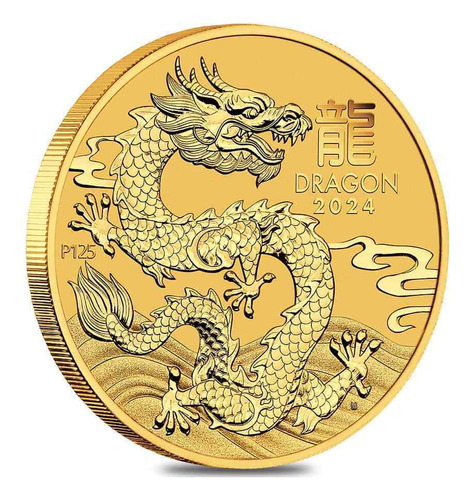 Moneda Oro Australia Serie Lunar Año Dragon 1 Onza Troy 2024